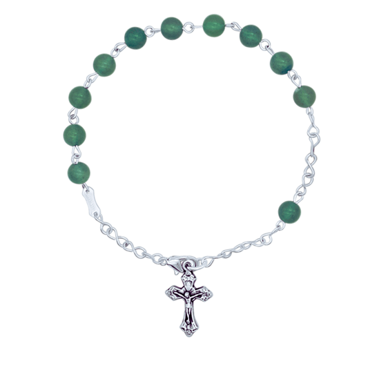 ROSARY BRACELET GREEN STONES - METAL