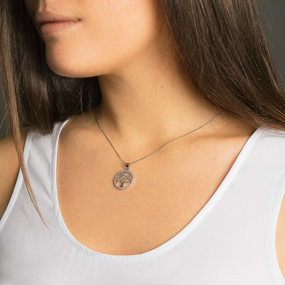 TREE OF LIFE NECKLACE - SILVER - ZIRCONIA