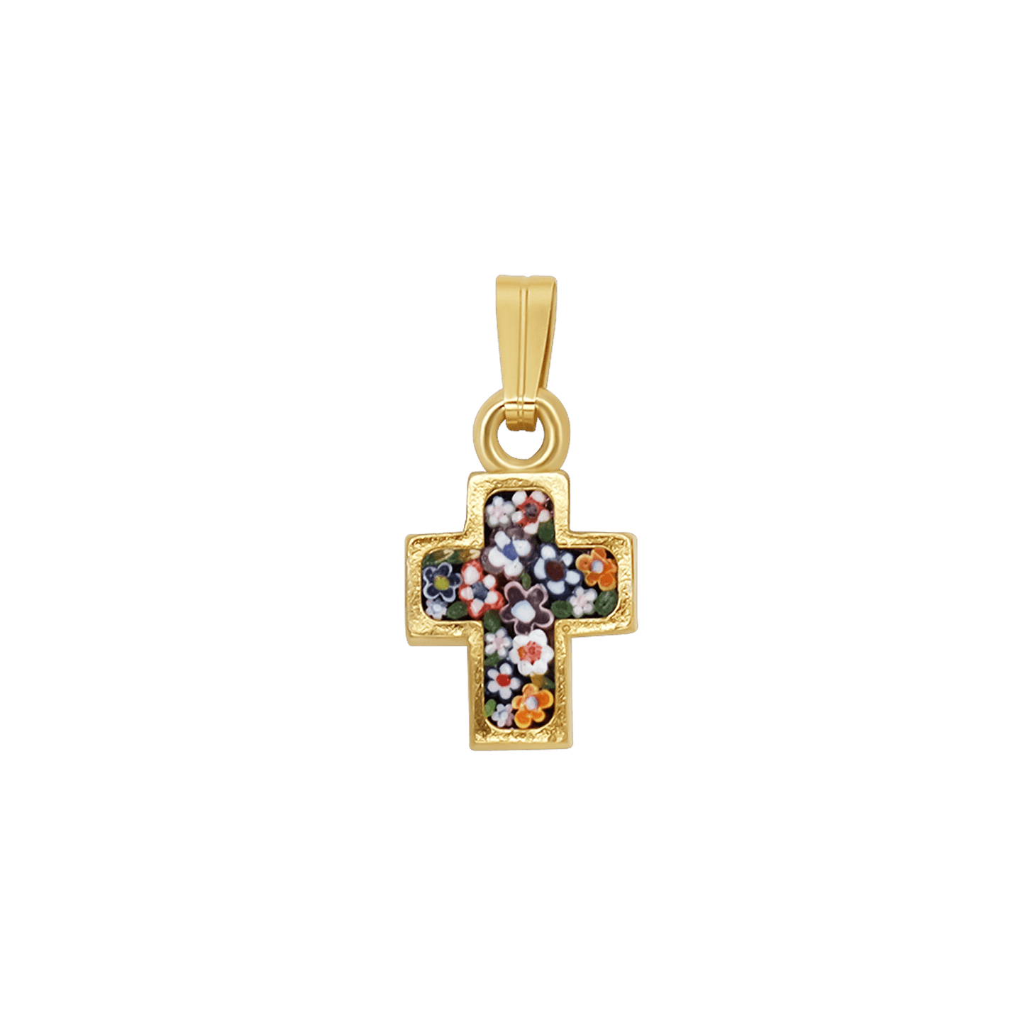 CROSS PENDANT - MICROMOSAIC JEWELRY - GOLDEN METAL