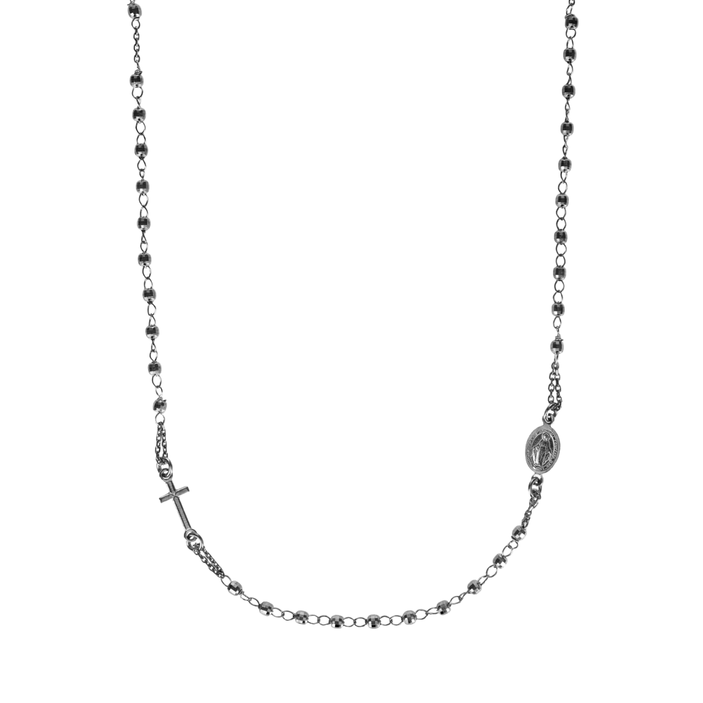 MIRACULOUS AND CROSS - NECKLACE - BLACK SILVER