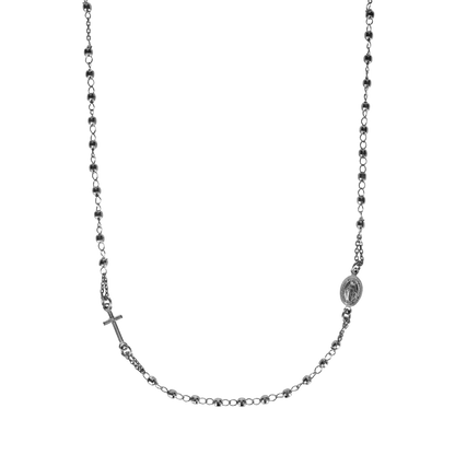 MIRACULOUS AND CROSS - NECKLACE - BLACK SILVER