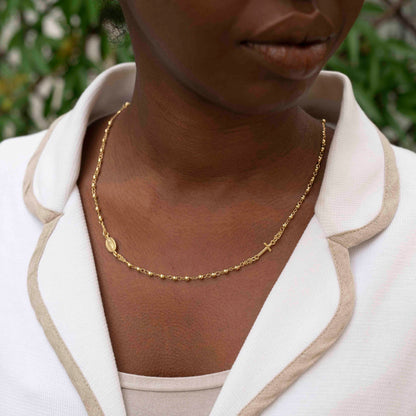 MIRACULOUS AND CROSS - NECKLACE - VERMEIL SILVER