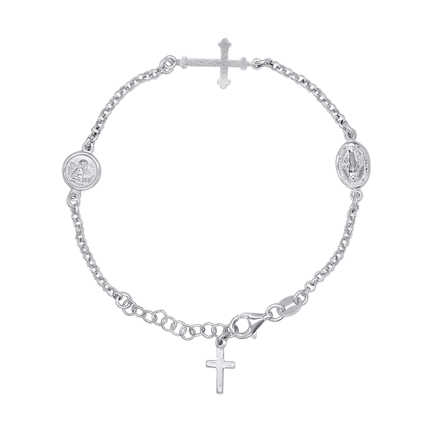 MIRACULOUS MEDAL AND ANGEL - BRACELET - SILVER