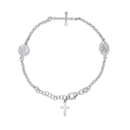MIRACULOUS MEDAL AND ANGEL - BRACELET - SILVER