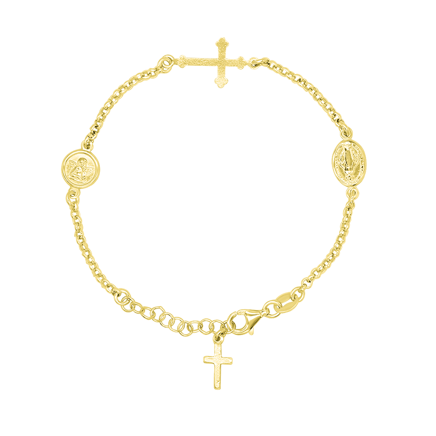 MIRACULOUS MEDAL AND ANGEL - BRACELET - GOLDEN SILVER