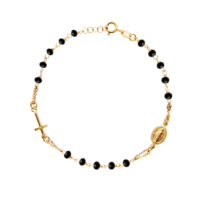 MIRACULOUS MEDAL AND CROSS - BRACELET - GOLDEN SILVER