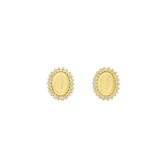 MIRACULOUS MEDAL - EARRINGS - GOLDEN SILVER
