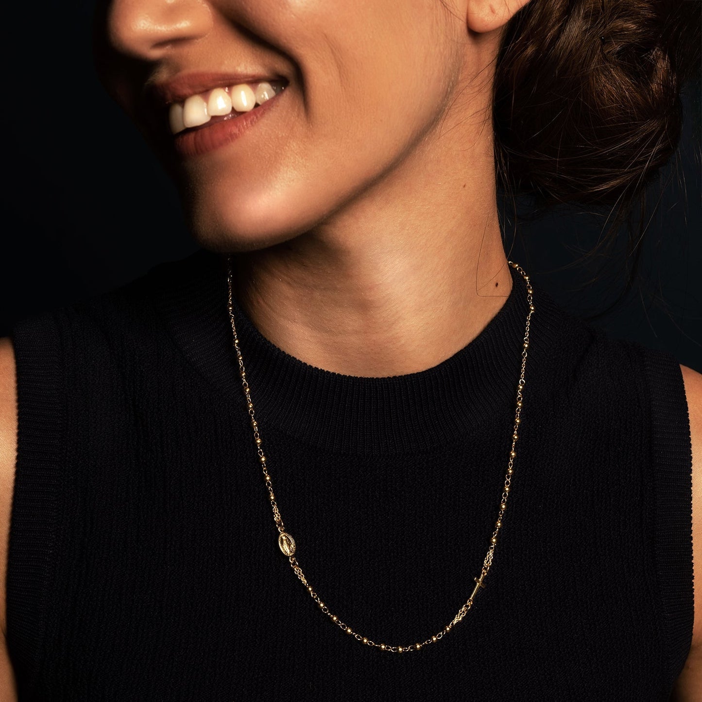 MIRACULOUS AND CROSS - NECKLACE - GOLD