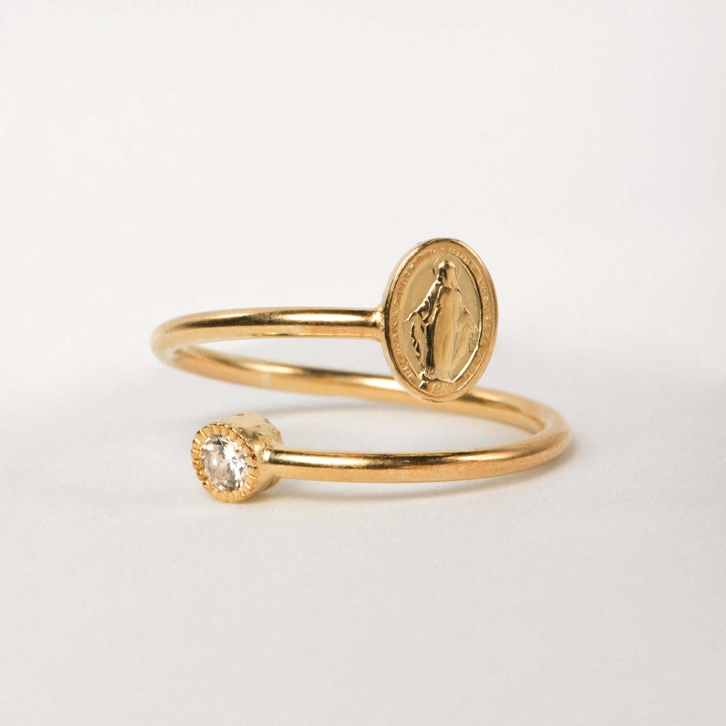 MIRACULOUS MEDAL WITH ZIRCONIA DOT - RING - VERMEIL SILVER