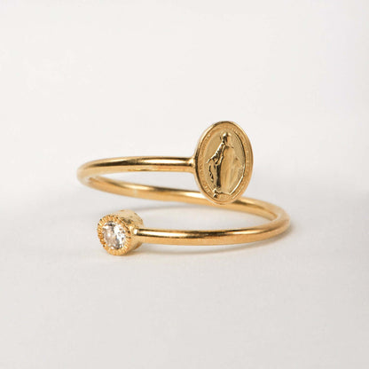 MIRACULOUS MEDAL WITH ZIRCONIA DOT - RING - VERMEIL SILVER