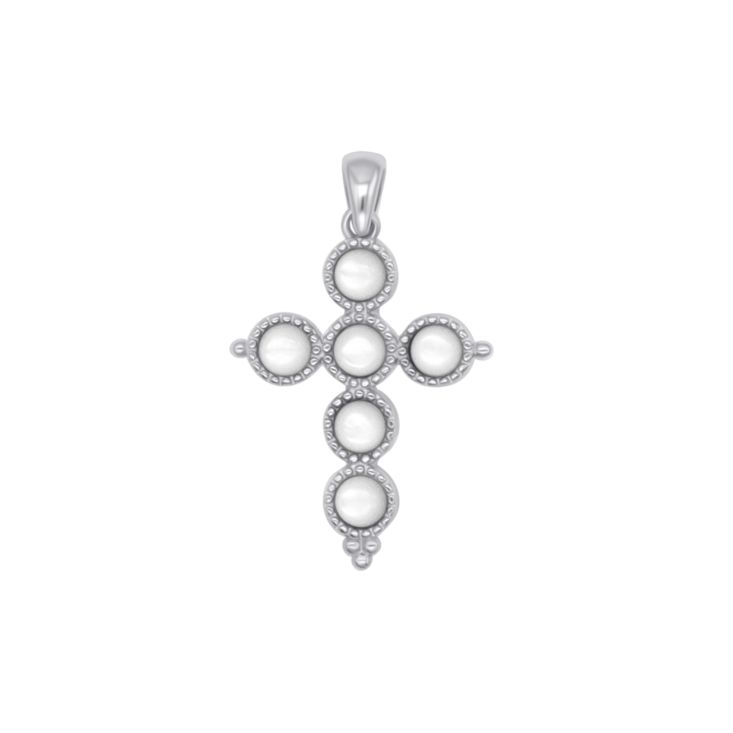 MOTHER OF PEARL CROSS PENDANT - SILVER