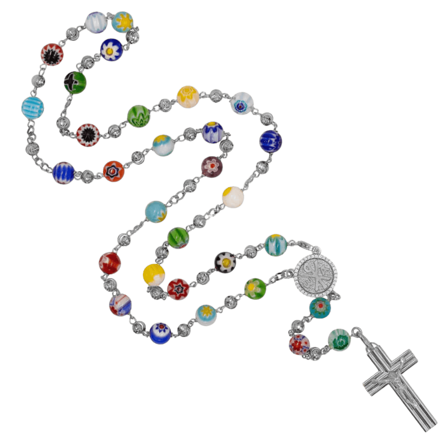 MURRINA GLASS BEADS - ROSARY - SILVER