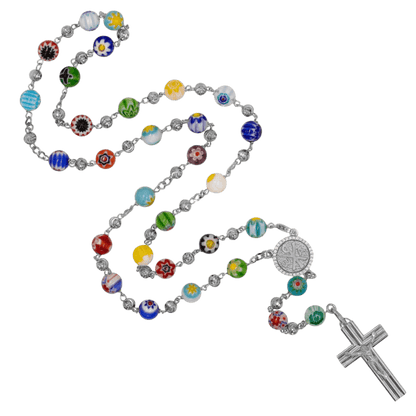 MURRINA GLASS BEADS - ROSARY - SILVER