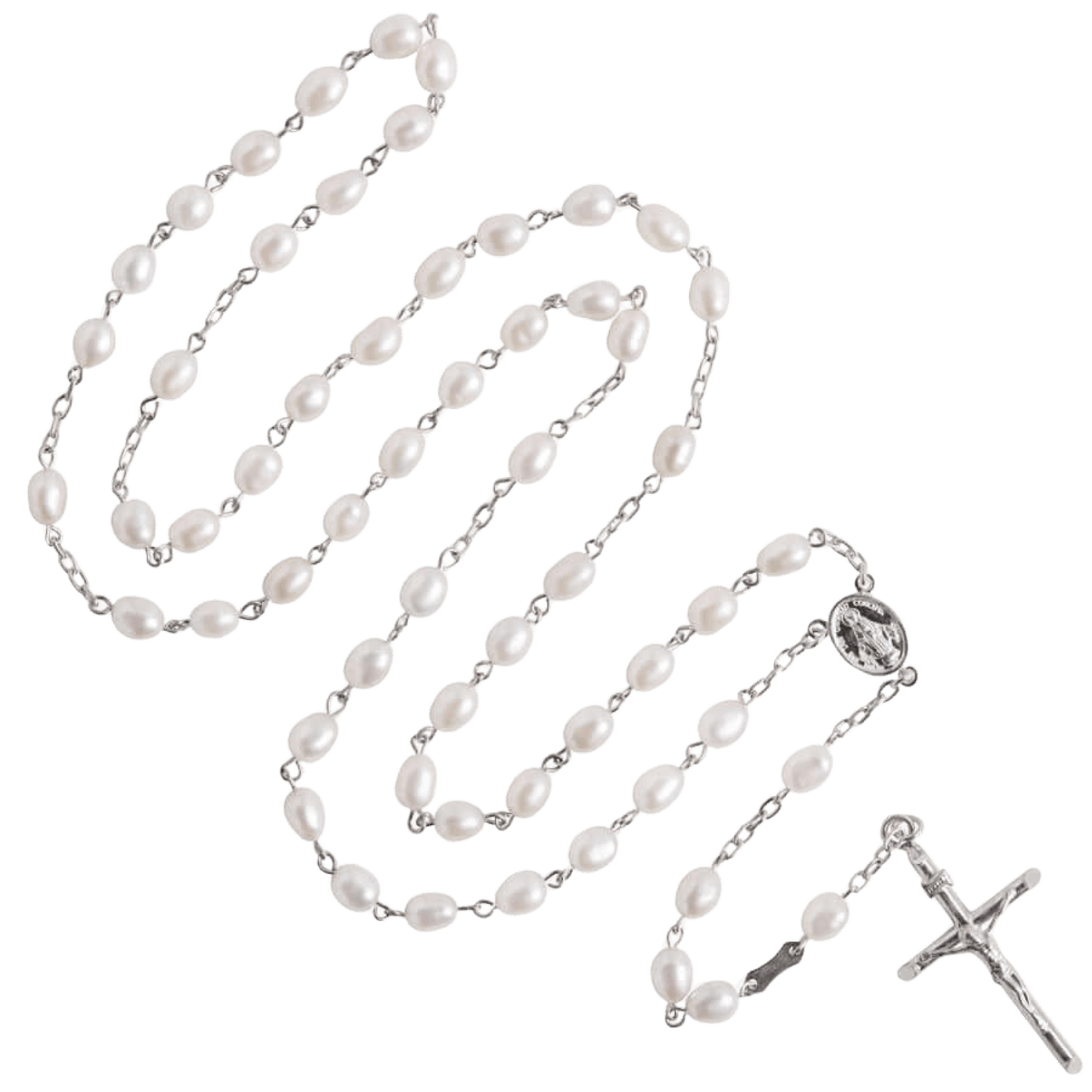 PEARL ROSARY - SILVER