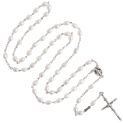 PEARL ROSARY - SILVER