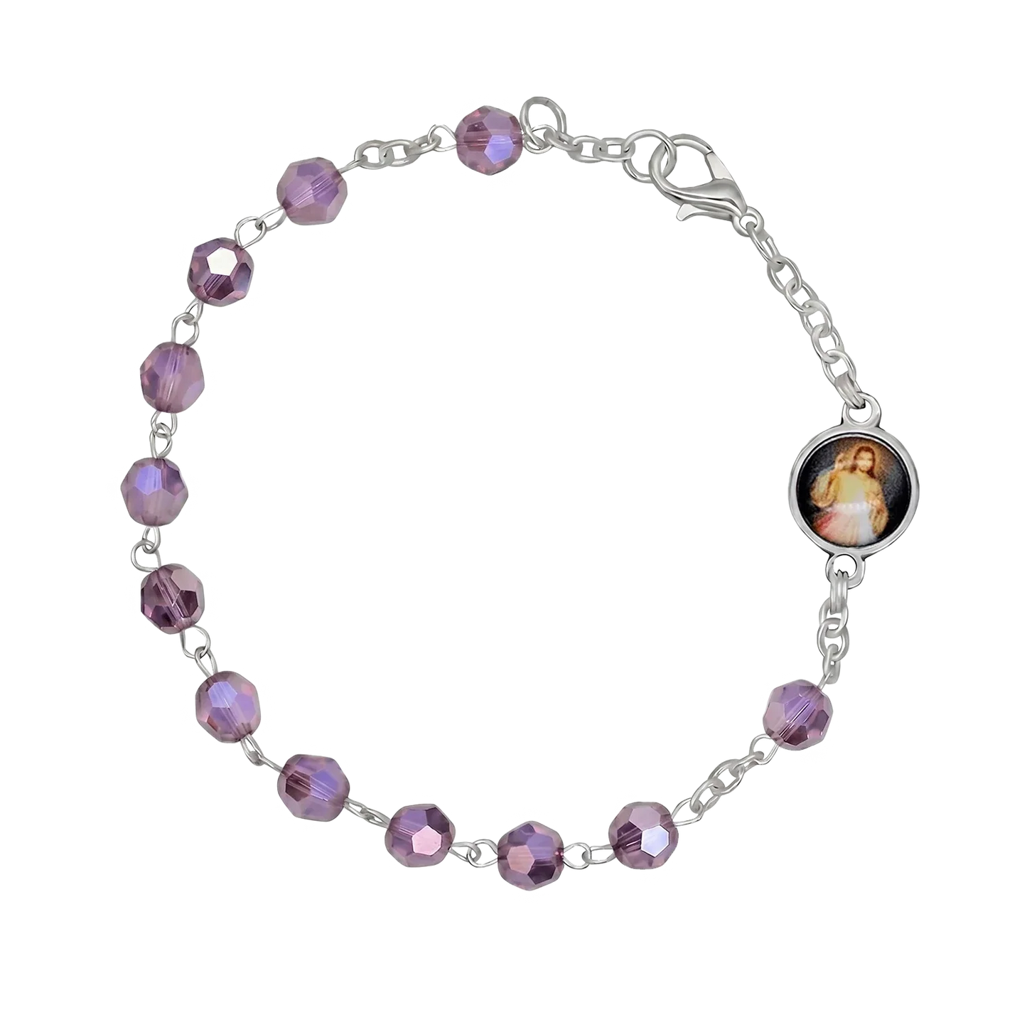 CRYSTAL ROSARY BRACELET - METAL