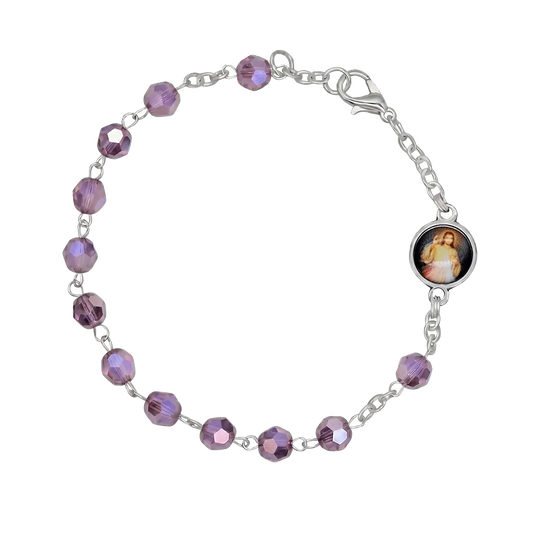 CRYSTAL ROSARY BRACELET - METAL