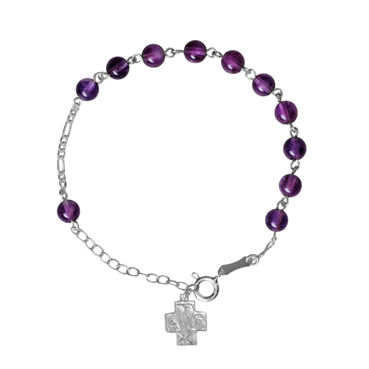 ROSARY BRACELET AMETHYST - SILVER