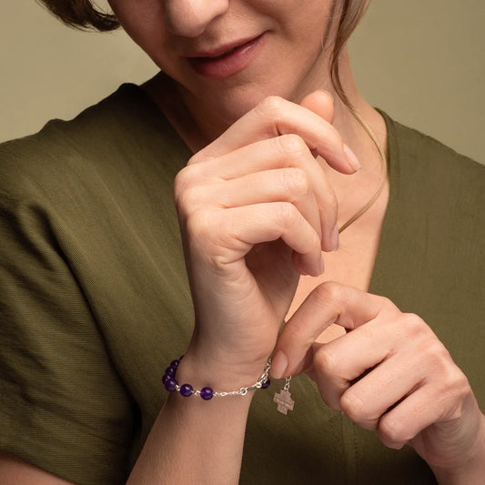 ROSARY BRACELET AMETHYST - SILVER
