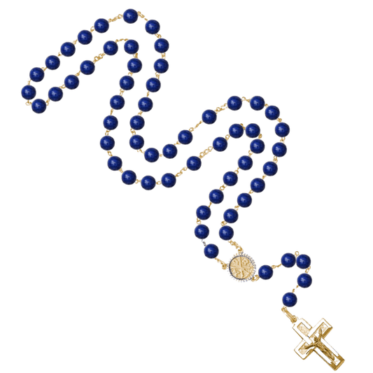 LAPIS LAZULI BEADS - ROSARY - VERMEIL SILVER