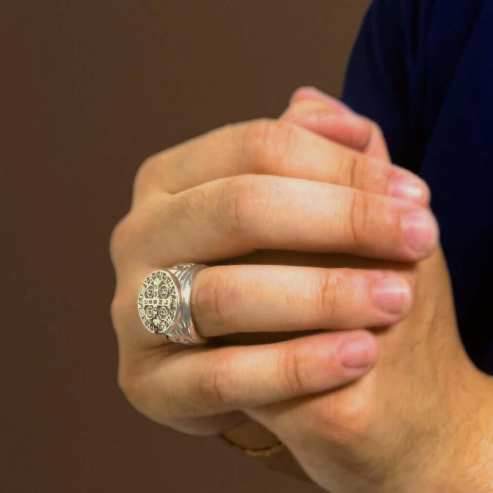 SAINT BENEDICT MEDAL RING - SILVER