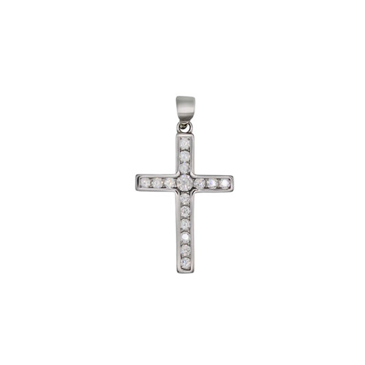CROSS PENDANT - SILVER AND ZIRCONIA