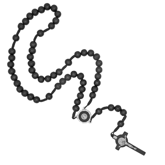 ST BENEDICT - LARGE ROSARY BLACK BEADS