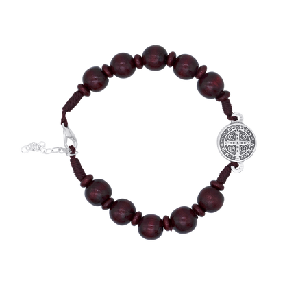 ST BENEDICT - LARGE ROSARY BRACELET - RED