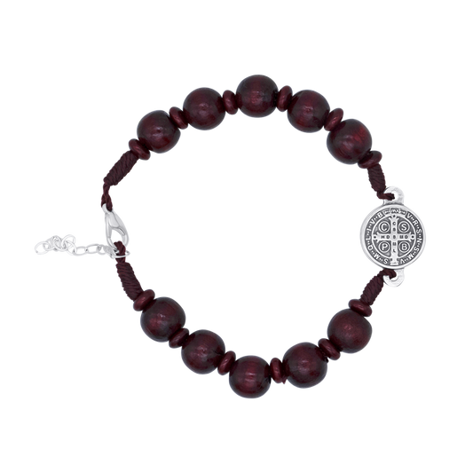 ST BENEDICT - LARGE ROSARY BRACELET - RED