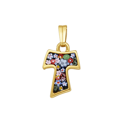 TAU PENDANT - MICROMOSAIC JEWELRY - GOLDEN METAL