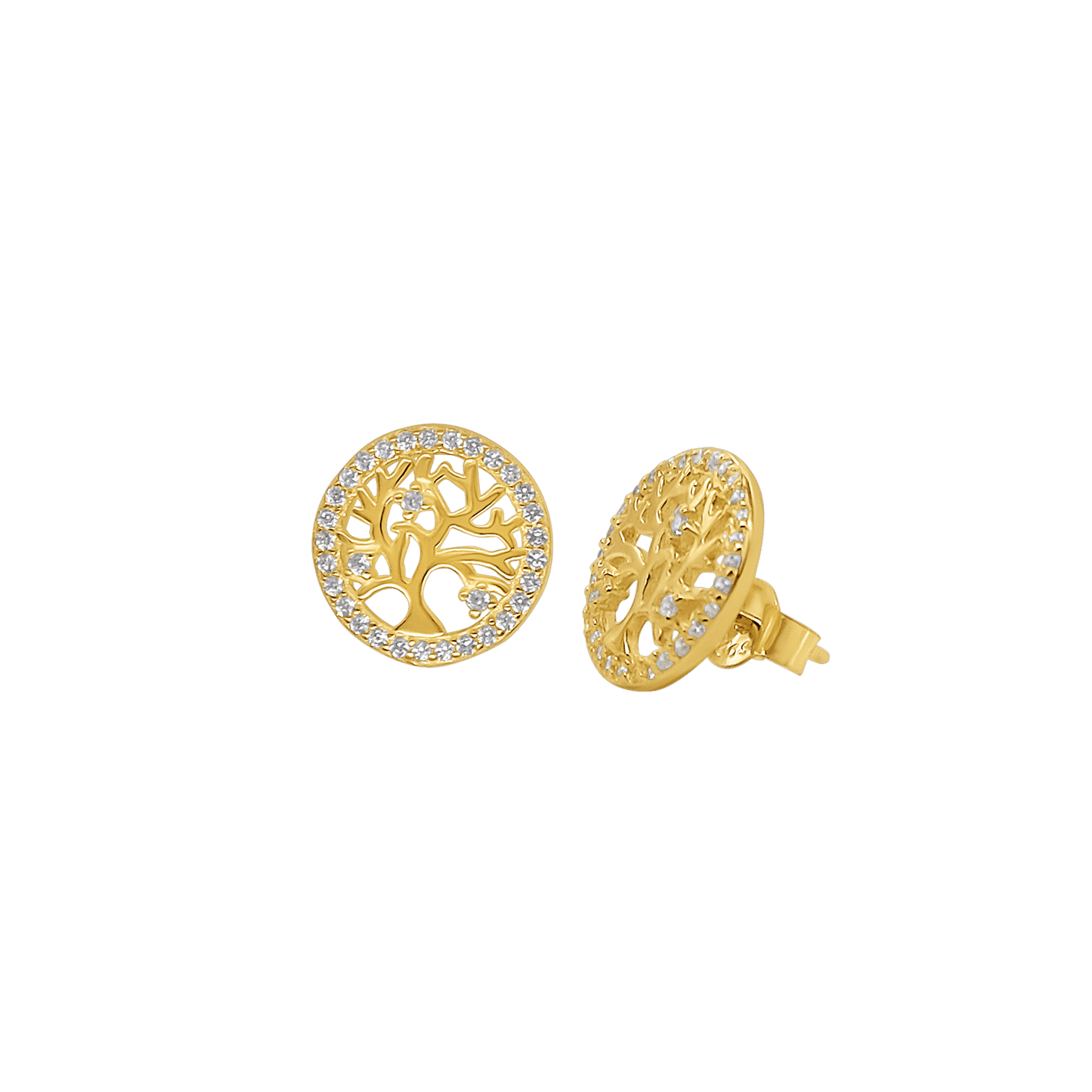 TREE OF LIFE - EARRINGS - VERMEIL SILVER AND ZIRCONIA
