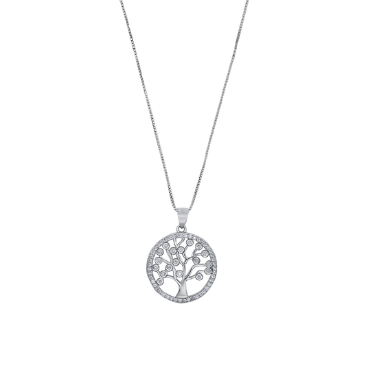 TREE OF LIFE NECKLACE - SILVER - ZIRCONIA