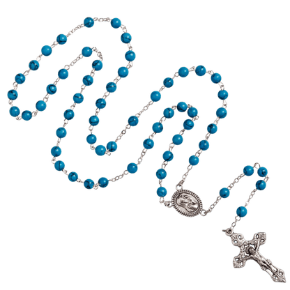 TURQUOISE ROSARY - METAL