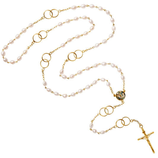 MARRIAGE - PEARL ROSARY - VERMEIL SILVER
