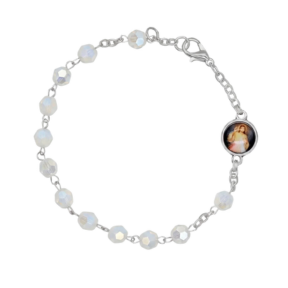 CRYSTAL ROSARY BRACELET - METAL