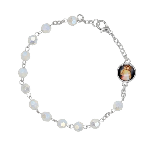 CRYSTAL ROSARY BRACELET - METAL