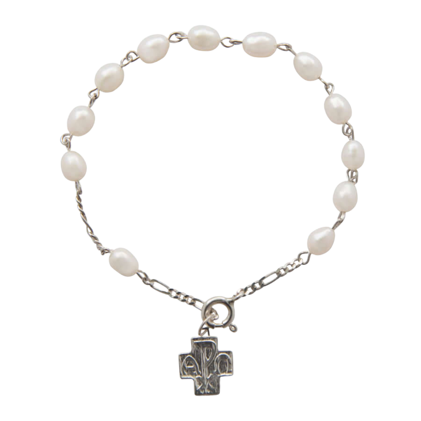 PEARL ROSARY BRACELET - SILVER