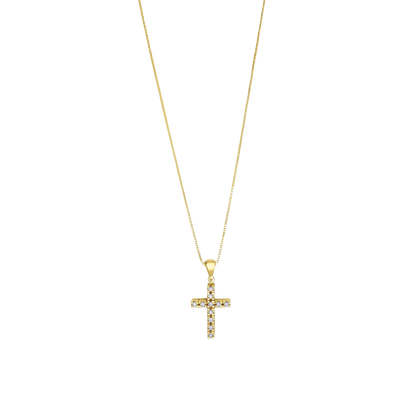 CROSS DIAMOND NECKLACE - GOLD