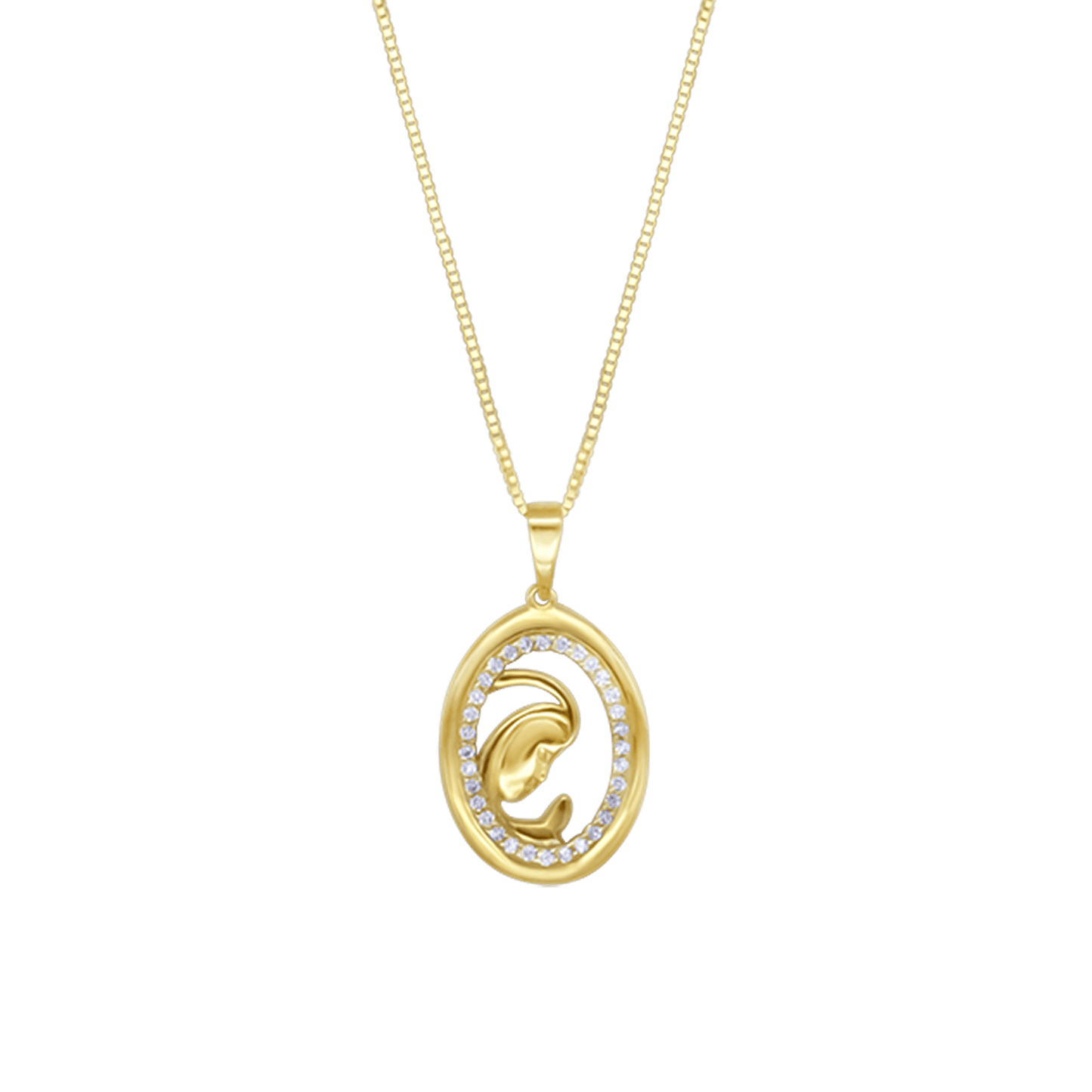 VIRGIN MARY NECKLACE - GOLD AND DIAMONDS