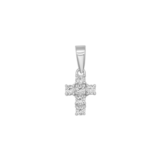 CROSS PENDANT - SILVER AND ZIRCONIA